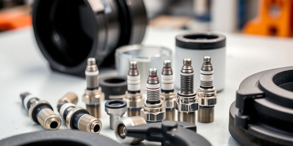 Volkswagen parts on a workshop bench.