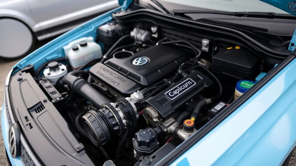 Capricorn Volkswagen engine bay with mechanical parts.